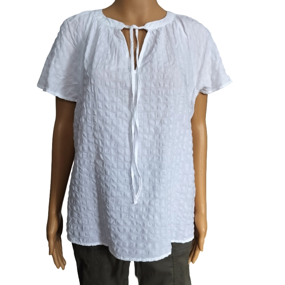 Style & Co. Bright White Flutter Sleeve Blouse with Tie Front Size S NWT